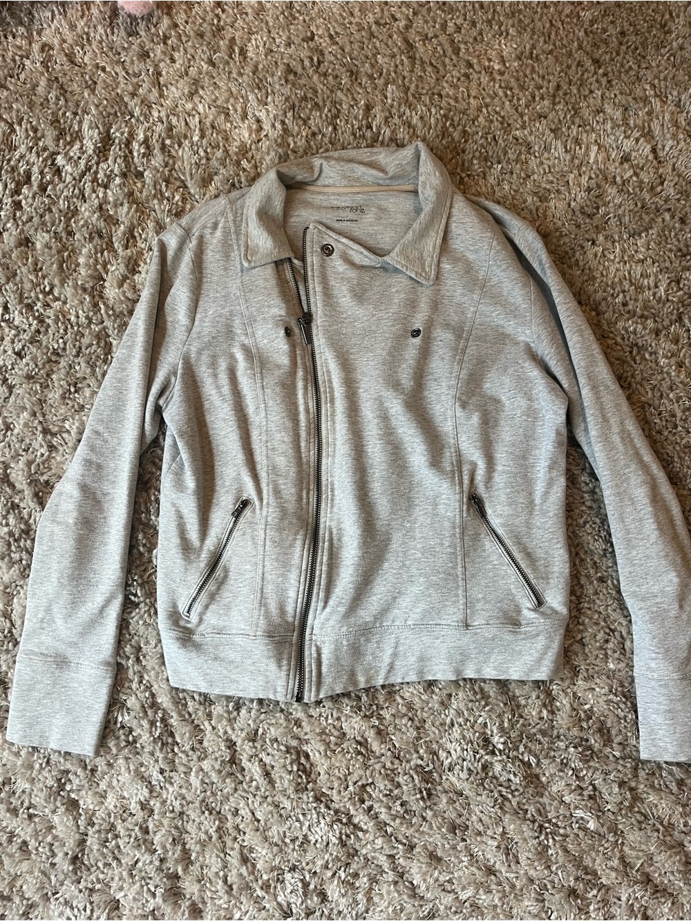 New York & Company Light Gray Bomber Zip Jacket